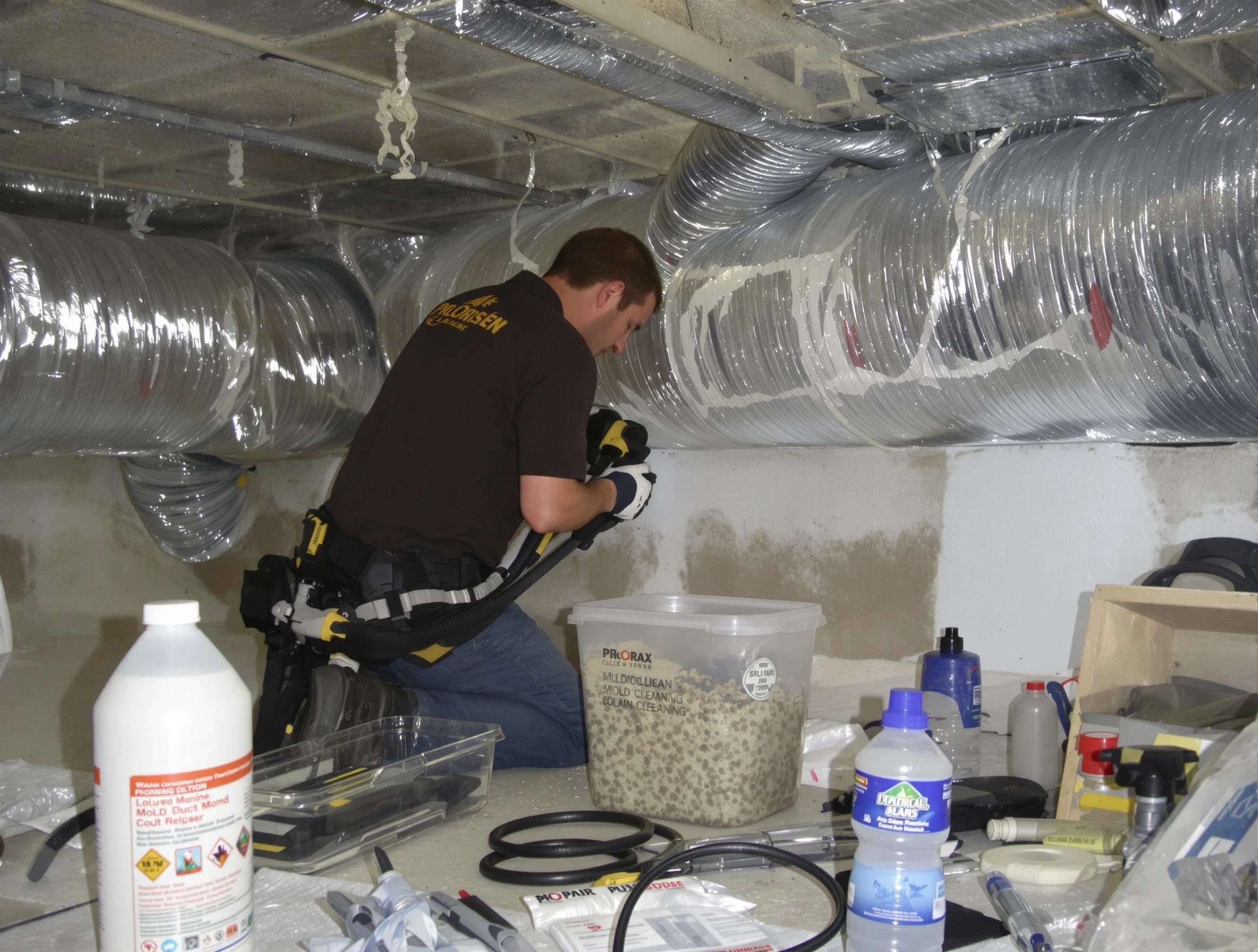 Fort Lupton Air Duct Cleaning specialist performing professional mold removal from air ducts in Fort Lupton