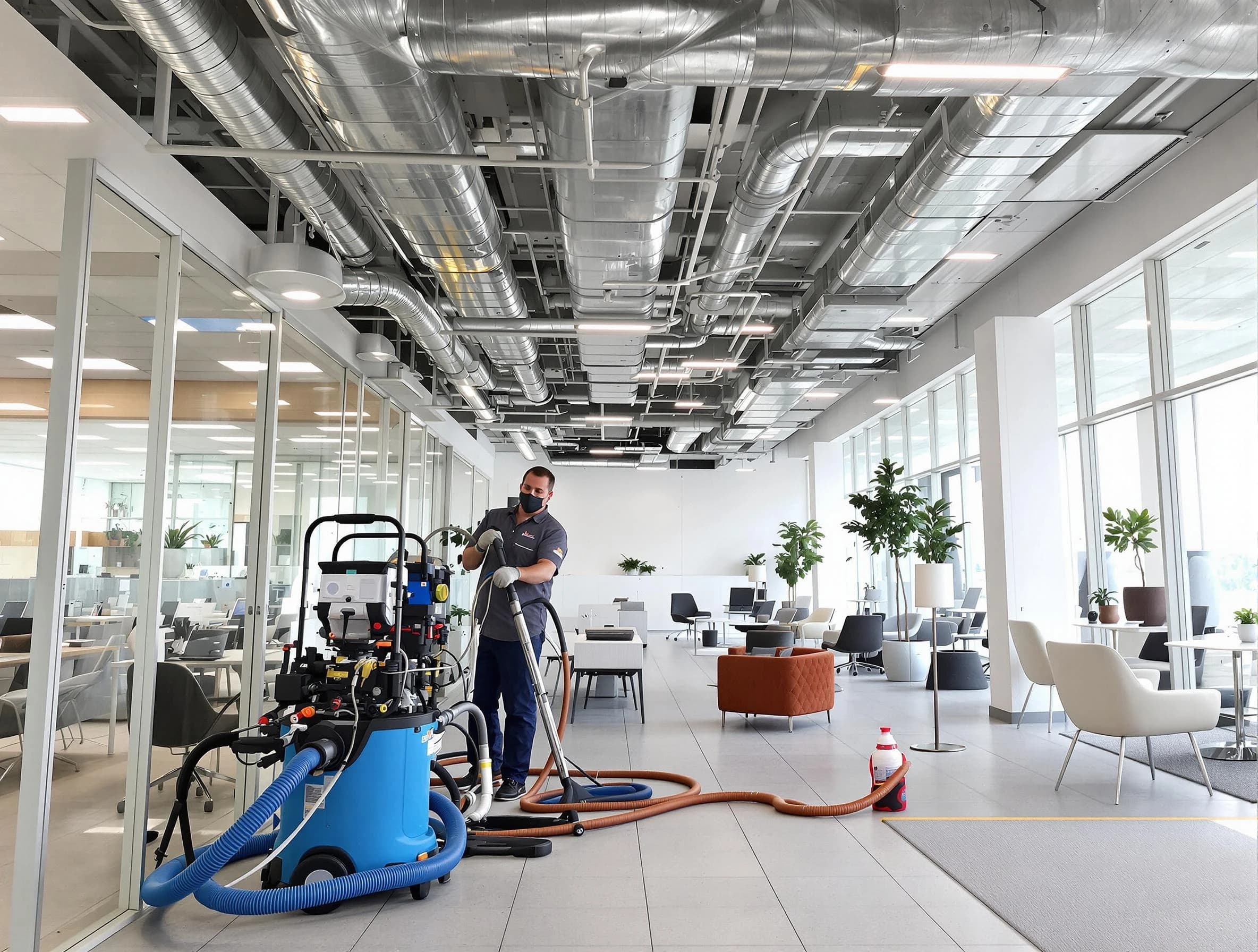 Fort Lupton Air Duct Cleaning team conducting comprehensive commercial duct cleaning at a business location in Fort Lupton